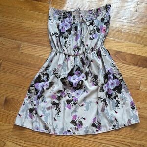 Floral Kids Dress with Purple Accents